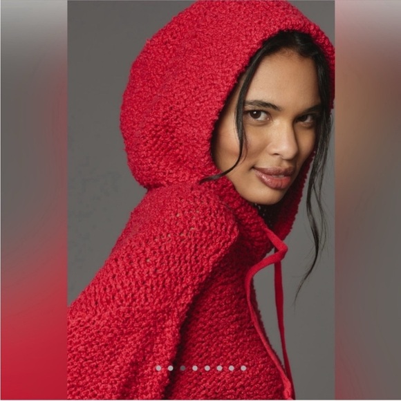 NWOT Pilcro knotted crop hoodie Cherry Red Medium - Picture 4 of 8